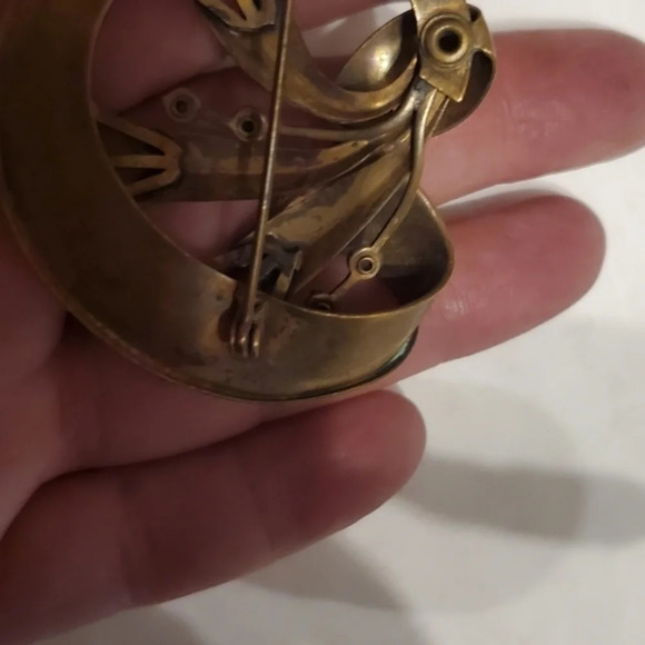 Vintage 50's Amethyst brass brooch - Picture 3 of 4